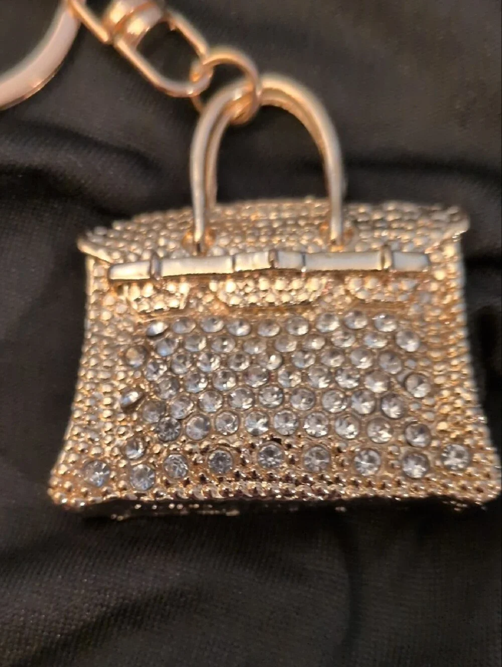 Gold Crystal Minaudière Purse Bag Charm/ Keychain